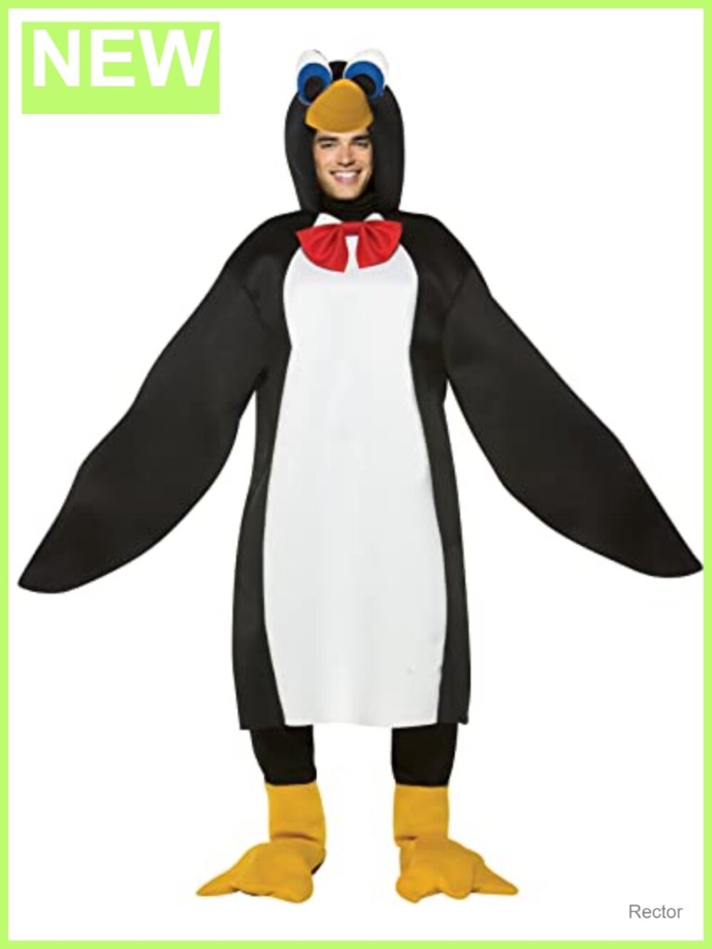 Adult Penguin Costume One-Piece Tunic Wing Sleeves Hood Shoe Covers